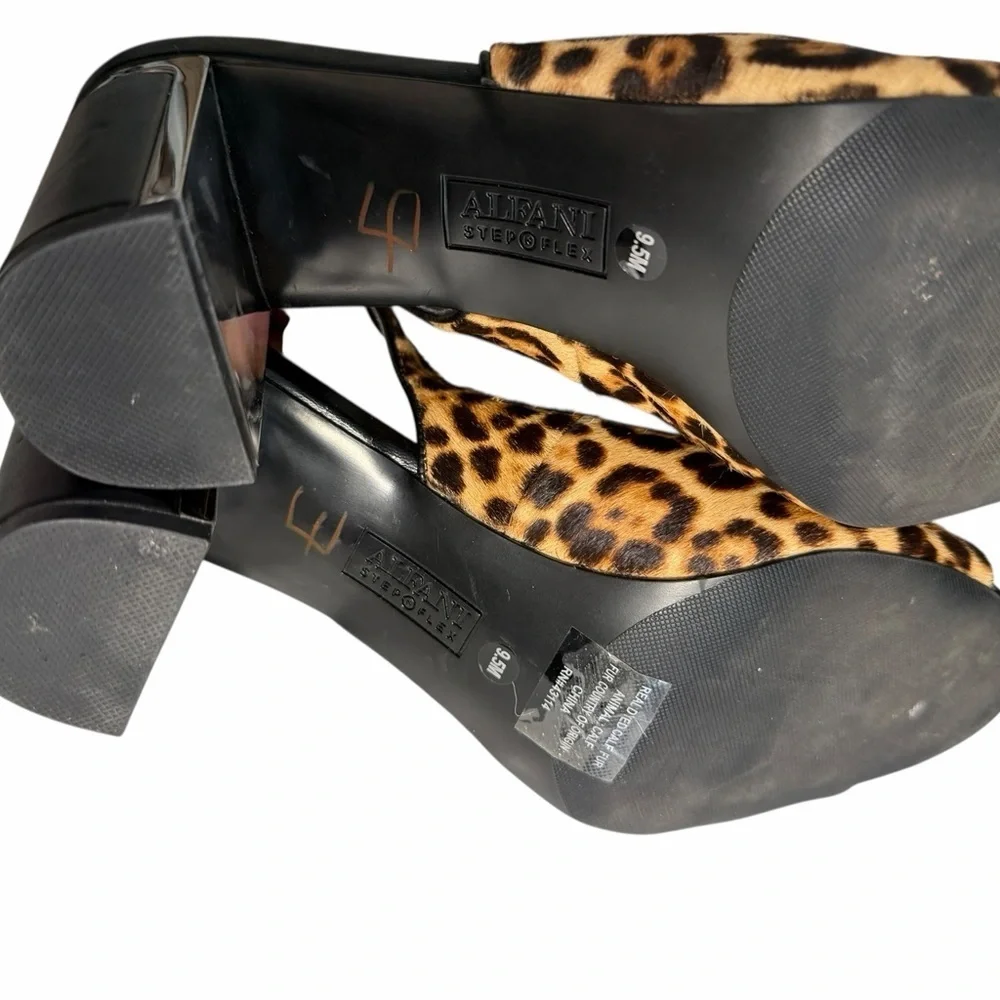 Alfani Flors Calf Hair Animal Print Slingback Heels Sz 9.5 - Picture 10 of 13